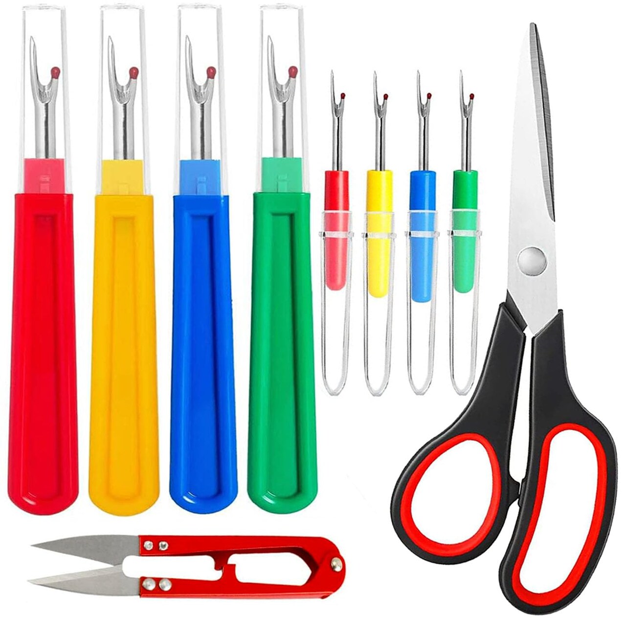 10 Pcs Sewing Seam Rippers, 4 Big and 4 Small Handy Stitch Ripper Sewing Tools with 2 Scissors for Sewing Crafting Thread Removin